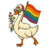 Pride-Ente mit Regenbogenflagge