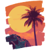 Beach Palm Trees Sunset Summer