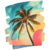 Beach Palm Trees Sunset Summer