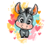 Funny donkey with hearts