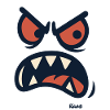 Angry cartoon face with teeth