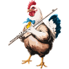 Lustiges Huhn mit Querflöte
