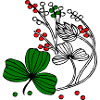 Wildflowers with red and green berries