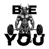 Kopie von Muscular Bull Training in Schwarz-Weiß