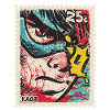 Comic-Held als Retro-Briefmarke