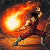 Fireball fighter in the volcano