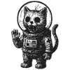Astronaut Cat in Tattoo Design