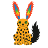 Exotischer Fantasy-Gepard mit Regenbogenfederohren