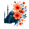 Moschee mit Blumen orange