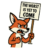 Angry fox protests and warns