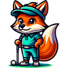 Golf Fox Cartoon Motif Fun