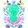 "Ancient Sculpture and Flowers"