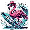 Surfing flamingo with style