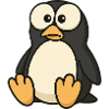 Funny confused penguin with googly eyes
