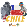Chile vintage påskön statyer med alpackaflaggan