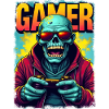 Zocker-Zombie mit Controller