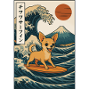 Chihuahua Surfing Japanese Wave Art