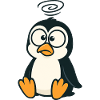 Leuke verwarde duizeligheid van het pinguïnbeeldverhaal scheel