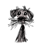 illustration, black, drawn, tousled, dog