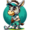 Golfing donkey with club