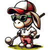 Funny Donkey Golfer Cartoon