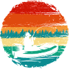 Sunset Kayak Silhouette on Teal Lake