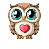 Owl with heart symbol