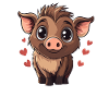 Wild boar with hearts