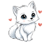 White Fox with Hearts