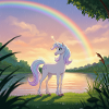 Licorne sous l’arc-en-ciel