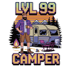 Lvl 99 Camper – Retro-Pixel‑Campingdesign