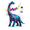 Neon Dinosaur Abstract Artwork