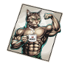 Powerful cat with coffee