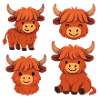 baby highland cow cute montage