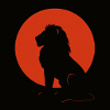 Löwen-Silhouette im Sonnenkreis