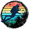 Underwater Diver Silhouette with Rainbow Sunset