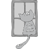 Chat à la fenêtre gris
