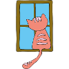 Chat à la fenêtre rose