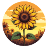 Golden Sunflower Sunset Art