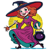Witch with her cauldron