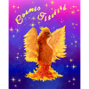 Un cyber-oiseau cosmique orange