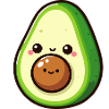 Kawaii Avocado mit entzückendem Gesicht