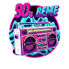 90s - Neon Boombox Retro Music Style