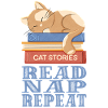Sleeping cat and books