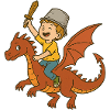 Young dragon knight with sword