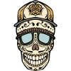 Sugar Skull with Cap and Sunglasses