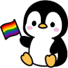 Penguin with rainbow flag