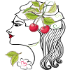 Woman's head with cherries