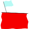 red cloth white flag
