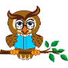 Tree Branch Owl with Blue Book